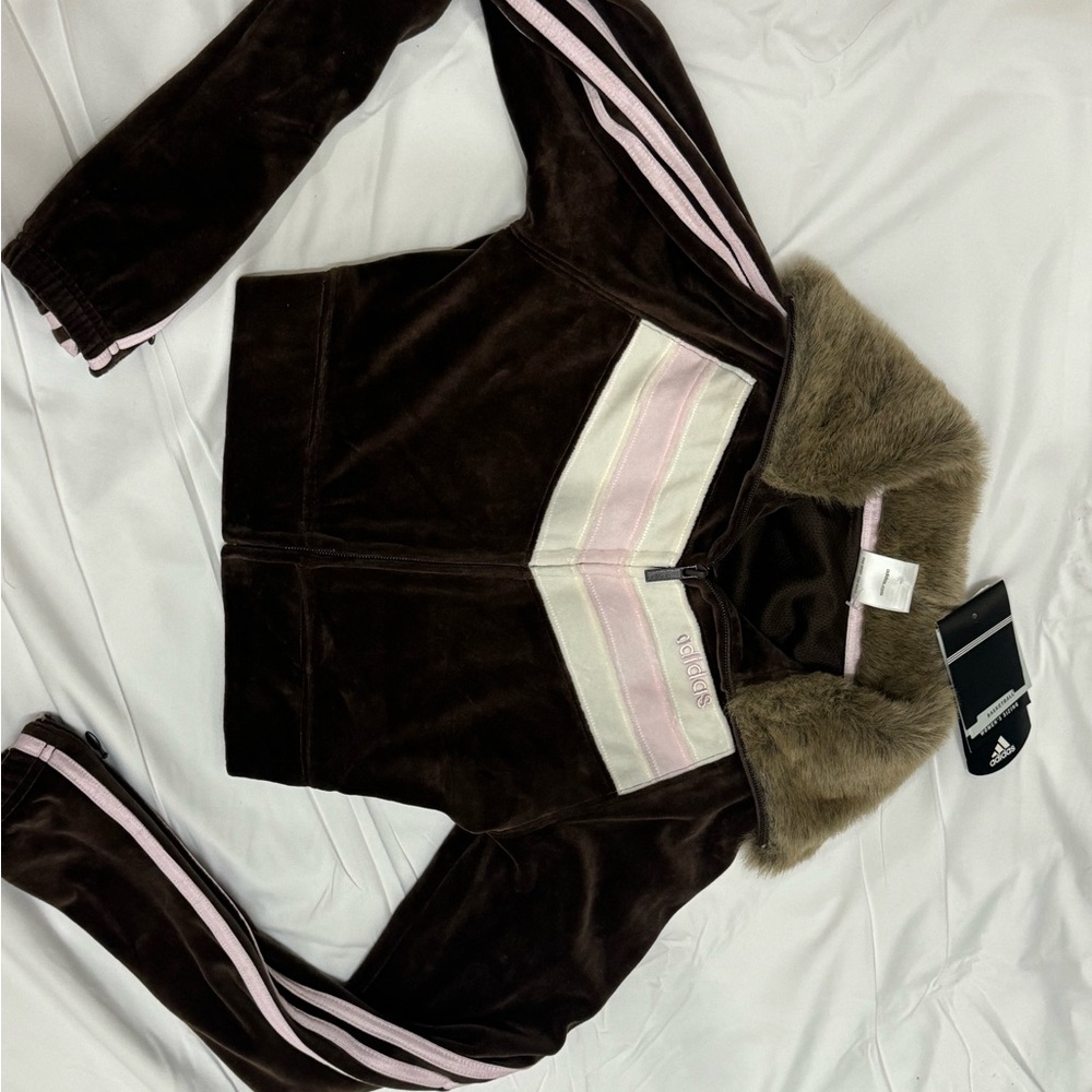 Brown and Pink Fur Collar Jacket
